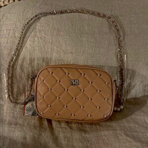 NWT Badgley Mischka Diamond Pearl Quilted Crossbody Purse